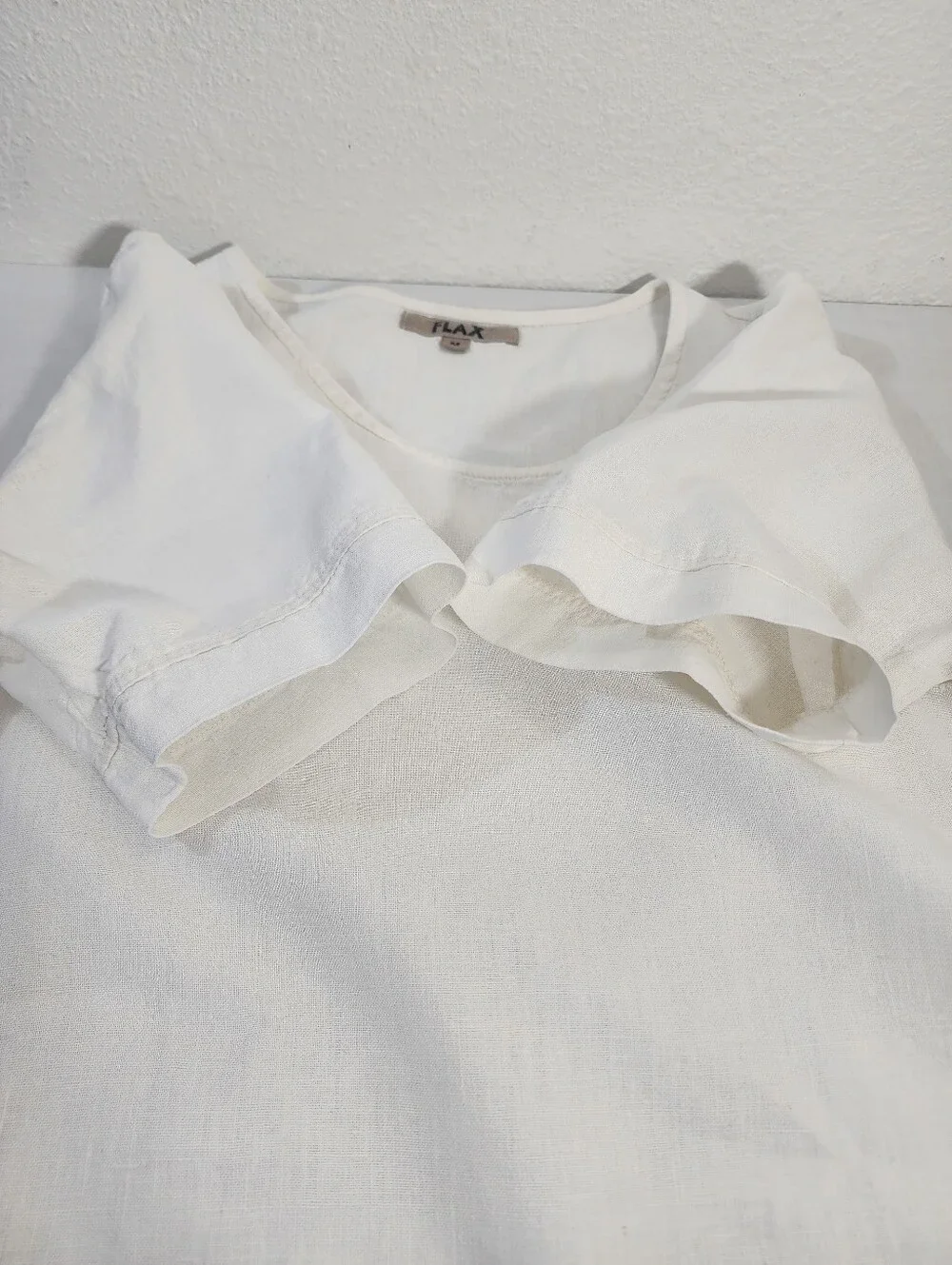 FLAX Women Linen Boxy Oversized Top Off White Size M - Picture 7 of 7